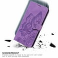 thumbnail image 2 of Wallet Case for iPhone 15, Vintage Design Embossed Butterfly Pattern PU Leather Book Style Shockproof Cover with Card Holder Stand Magnetic Clasp Case for iPhone 15, Purple, 2 of 8