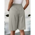 thumbnail image 2 of Women'S Linen Shorts Casual Bermuda Long Linen Shorts High Waisted Comfy Summer with Pockets Light Gray S, 2 of 6