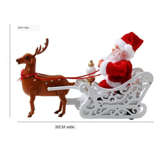 Jouet électrique en traîneau Elk assis avec musique Père Noël 