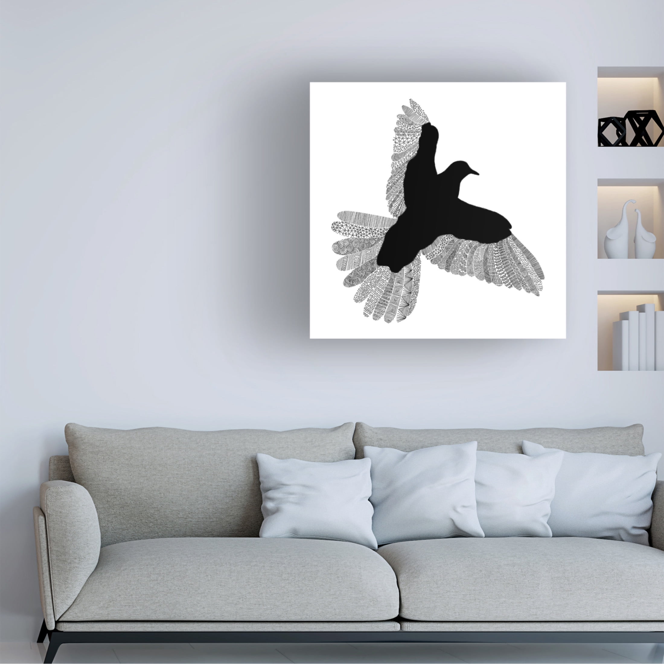 Trademark Fine Art Florent Bodart  Bird White Canvas Wall Art