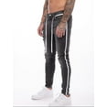 thumbnail image 5 of Men's Denim Long Pants, Side-Striped Distressed Ripped Zip Slim Jeans, 5 of 7