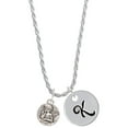 thumbnail image 1 of Delight Jewelry Silvertone Small Raphael Angel on Disc Silvertone Script Initial Disc - K - Charm Necklace, 20"+3", 1 of 4