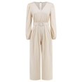 thumbnail image 6 of Aloohaidyvio Women's Elegant V Neck Jumpsuit Casual Straight Trousers Business Romper Formal Jumpsuit Beige M, 6 of 6