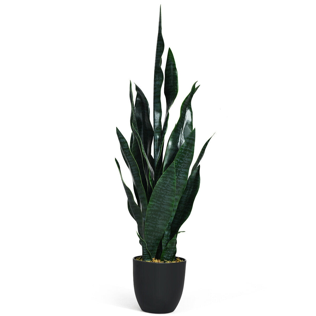 Gymax Artificial Fake Plant 35.5" Fake Sansevieria Indoor-Outdoor Decoration Green