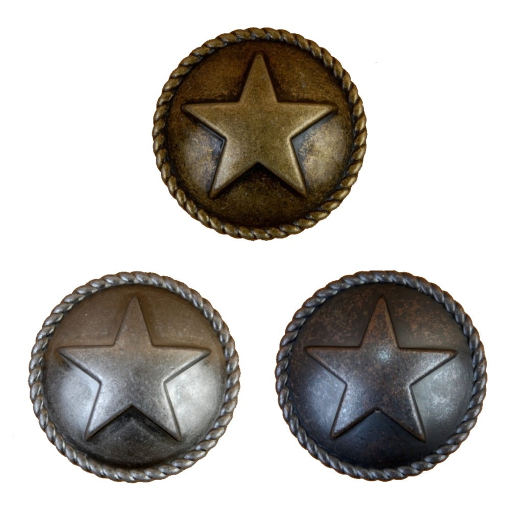 Set of 6 Star with Rope Drawer Cabinet Pull or Knob in Antique Brass