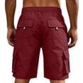 thumbnail image 5 of Men's Cargo Shorts Quick Dry Lightweight Knee Length Bermuda Shorts with Pockets Elastic Waist Work Hiking Short Wine S, 5 of 5