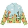 thumbnail image 4 of Jackets for Women Winter Coat Jackets Flannel Stand Collar Jacket(Cute Dinos in Sunny Field,Size:S-4XL), 4 of 7