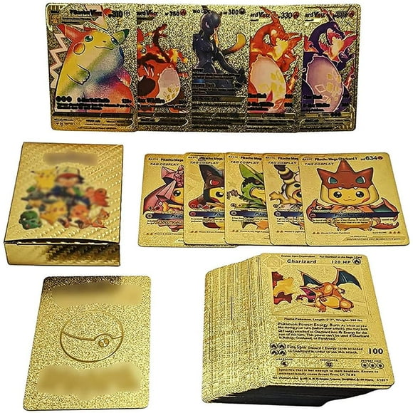 Juego de cartas coleccionables de anime de lámina dorada: cartas coleccionables de juegos de dibujos animados para niños