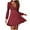 Wine, variant on Lindreshi Fall Dresses for Women 2025 Homecoming Dresses Women's Sweet Sequin Mesh Patchwork Deep V Long Sleeve V-Neck Knee-Length Dress