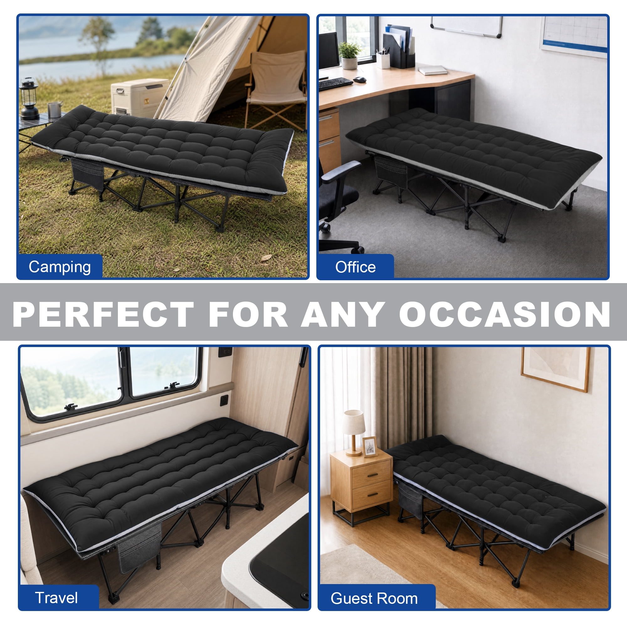 Sprint Demon Folding Camping Cot with Mattress for Adults, 900 lb Heavy Duty Portable Guest Bed for Camping, Home & Travel