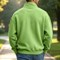 thumbnail image 3 of Vxararl Zip Up Jacket Long Sleeve Fleece Sweatshirt Men Fall/winter Casual Wear, Outdoor Office Business Lightweight Fleece Full Zip no Hood Athletic Jacket Fleece Jacket Men Green S, 3 of 5