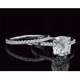 thumbnail image 2 of 3Ct Cushion Cut Lab Created Diamond Valentine Gift Bridal Set Her Ring 14K White Gold Plated Silver, 2 of 4