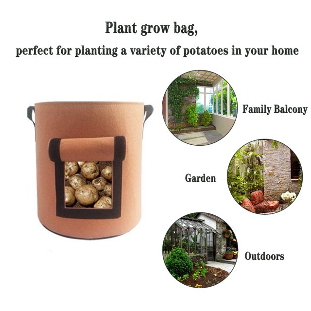 Bolsas de de teji Contenedor de pntación reutilizable para pntas de jardín con ventana visible, varios tamaños S marrón CUTICAT Plantador de contenedores en crecimiento