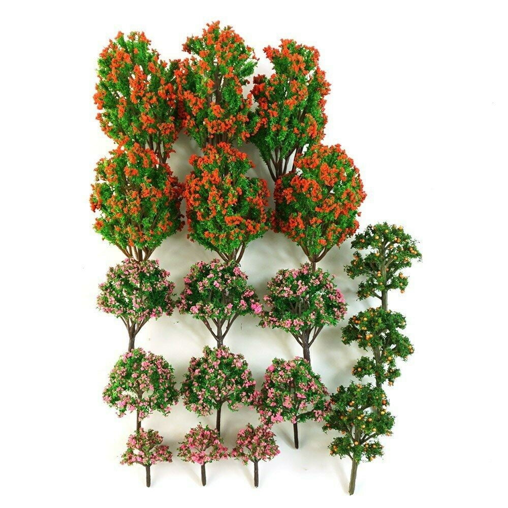 18X Mixed Model Trees Set Artificial flower Tree Train Railroad Diorama