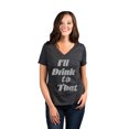thumbnail image 2 of I'll Drink To That Women's Fashion Relaxed V-Neck T-Shirt Tee Charcoal Grey Small, 2 of 5