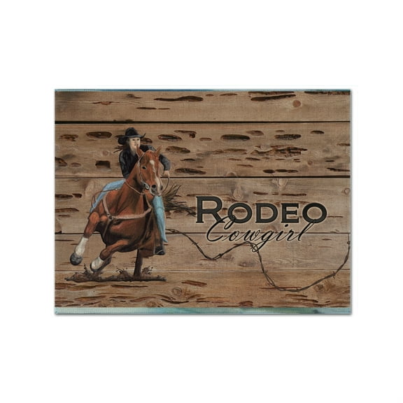 Carolines Treasures SB3055PLMT Rodeo Cowgirl Barrel Racer Fabric Placemat, Multicolor