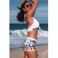 thumbnail image 3 of ABPHQTO Bikini y shorts de playa de mujer con estampado de hojas tropicales en blanco, 3 of 5