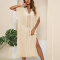 thumbnail image 2 of Luxalzxs Sexy Beach Cover Ups for Women Caftan V-Neck Short Sleeve Sheer Kaftan Dresses Swimsuit Bathing Suit Coverups, 2 of 4