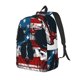 thumbnail image 1 of Disketp American Flag Skull print Canvas Backpack Lightweight Travel Daypack Student Rucksack Laptop Backpack-, 1 of 5