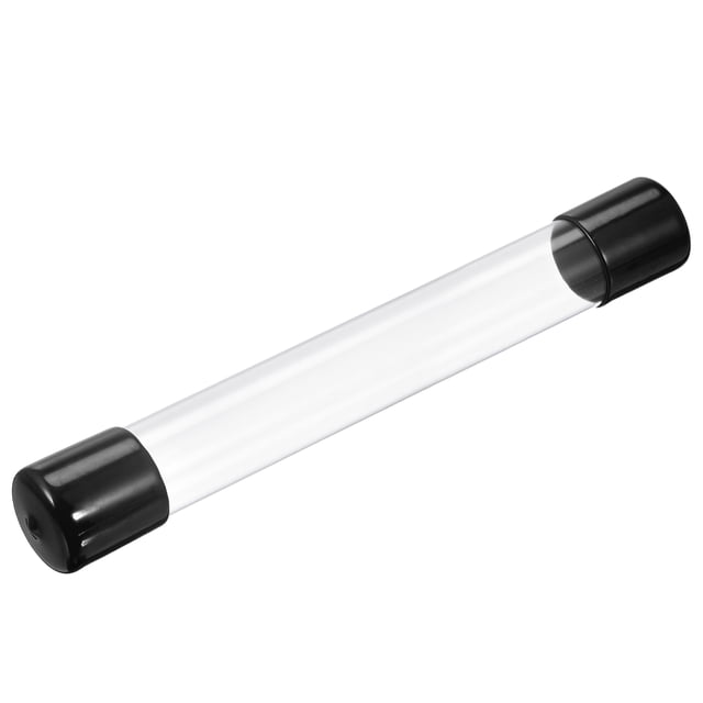 Tubo rígido transparente redondo de plástico con tapas de policarbonato, tubería de agua, negro, transparente 1.02"x1.1"