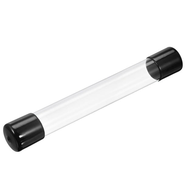 Tubo rígido transparente redondo de plástico con tapas de policarbonato, tubería de agua, negro, transparente 1.02"x1.1"