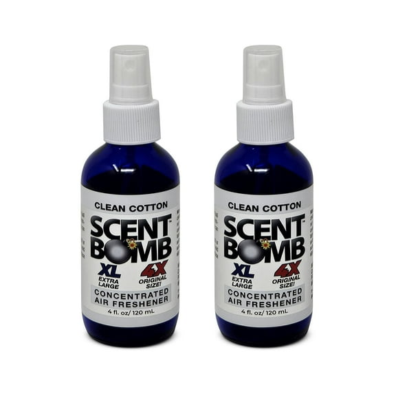 Scent Bomb Clean Cotton Air Freshener Spray 4 oz 2-Pack, Long-Lasting Odor Eliminator for Home & Car, Effective Deodorizer Spray for Kitchen, Bathroom, Fresh Room Spray & Smell Neutralizer