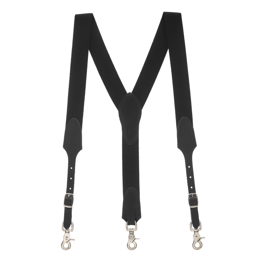 Black Basket Weave Leather Suspenders with trigger scissor snaps 44.95 