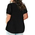 thumbnail image 3 of Womens Blouse V Neck Solid Color 3/4 Sleeve Oversized T Shirt Summer Tops for Women Dark, 3 of 6
