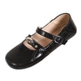 thumbnail image 2 of Women's Mary Jane Flats Square Toe Ballet Flats Shoes Dressy Casual Buckle Strap Comfortable Leather Shoes with Double Ankle Strap, 2 of 9