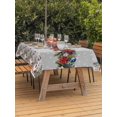 thumbnail image 2 of Outdoor Tablecloth with Umbrella Hole and Zipper, Christmas Grey Rectangle Table Cloth 54x80 Inch Waterproof Tablecloth, Xmas Snowman Red Poinsettia Winter Snowflakes Picnic Table Cover for Patio, 2 of 7