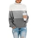 thumbnail image 1 of Suéter de otoño e invierno para mujer, suéter de cuello alto a juego de color de línea gruesa, 1 of 6