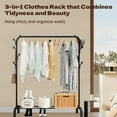 thumbnail image 2 of HioHa Garment Rack with Storage Shelf | Standing Clothes Hanging Rack for Bedroom, Closet & Laundry Room | Space-Saving Wardrobe Organizer with Bottom Shelf, 2 of 8