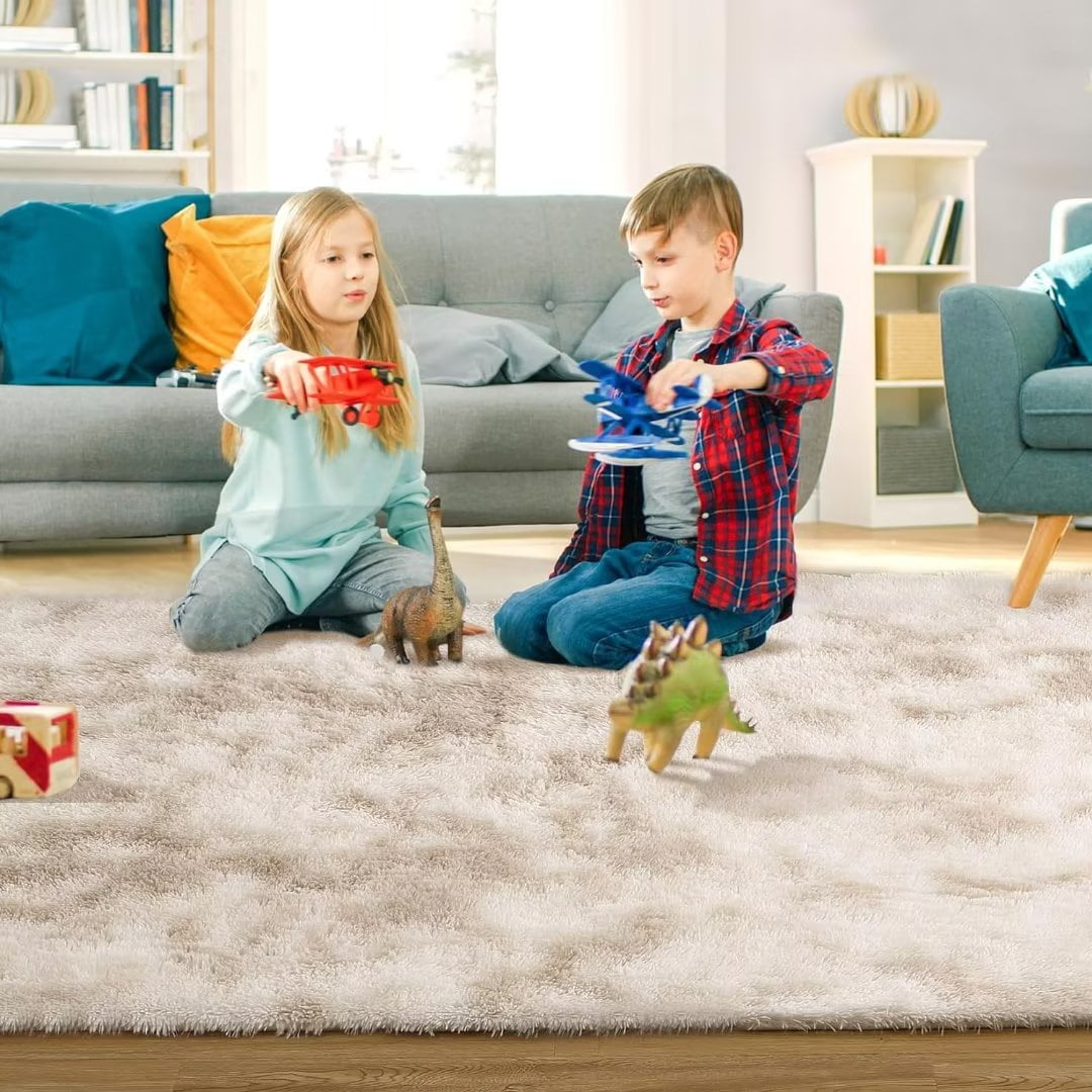 CAROMIO 8' x 10' Large Modern Shag Rugs for Living Room Fluffy Soft Area Rug Plush Carpet for Bedroom Indoor Luxury Fuzzy Rug, Brown/Beige