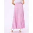 thumbnail image 3 of DARING DIVA Long Pleated Skirt for Women's Elastic High Waist A-line Maxi 2XL Rose Pink, 3 of 6