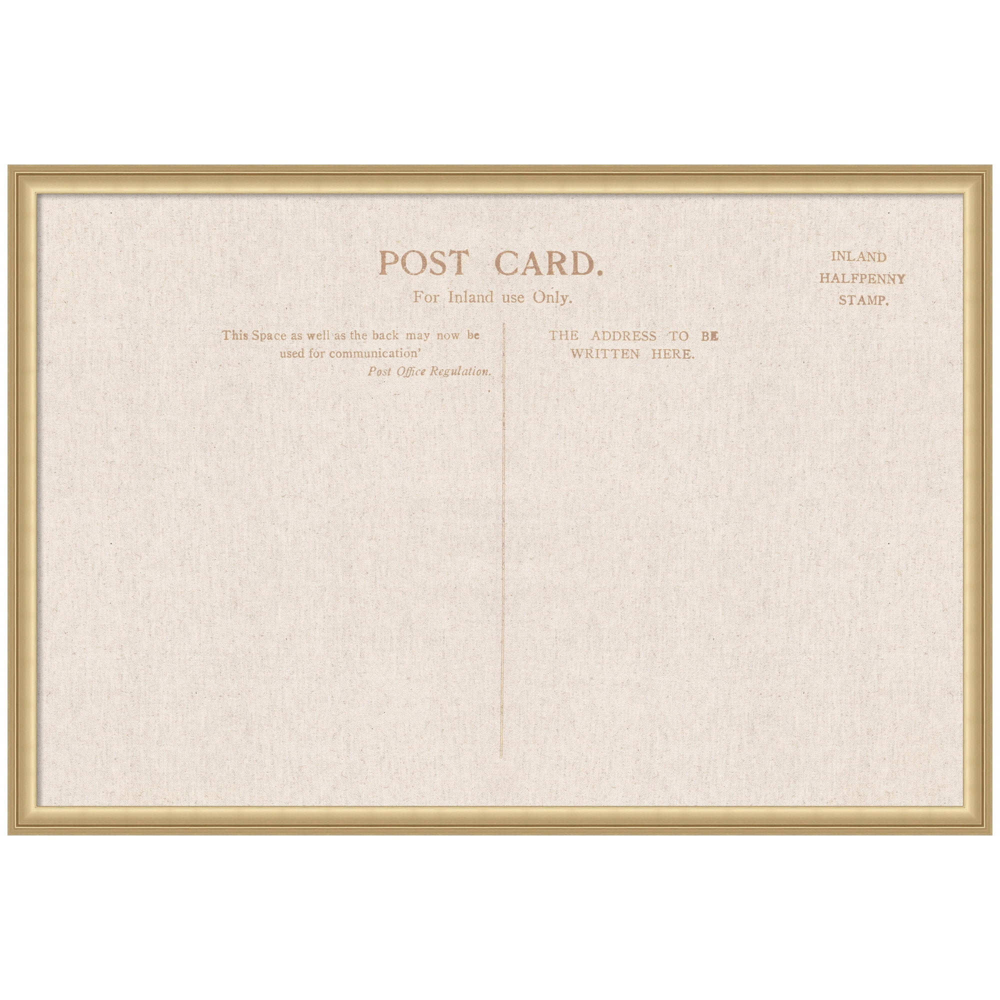 Kate and Laurel Framed Fabric Pinboard 38 x 26, Linen Vintage Post Card Printed Linen Classic Bulletin Board for Use as a Vision Board or Wall Organization, Florence Gold Frame