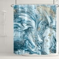 thumbnail image 4 of Marble Bathroom Shower Curtain Blue White Gold Waterproof Fabric Shower Curtains with Hooks Watercolor Abstract Shower Curtains Cloth for Home Bath Decor 72x72 inches, 4 of 6