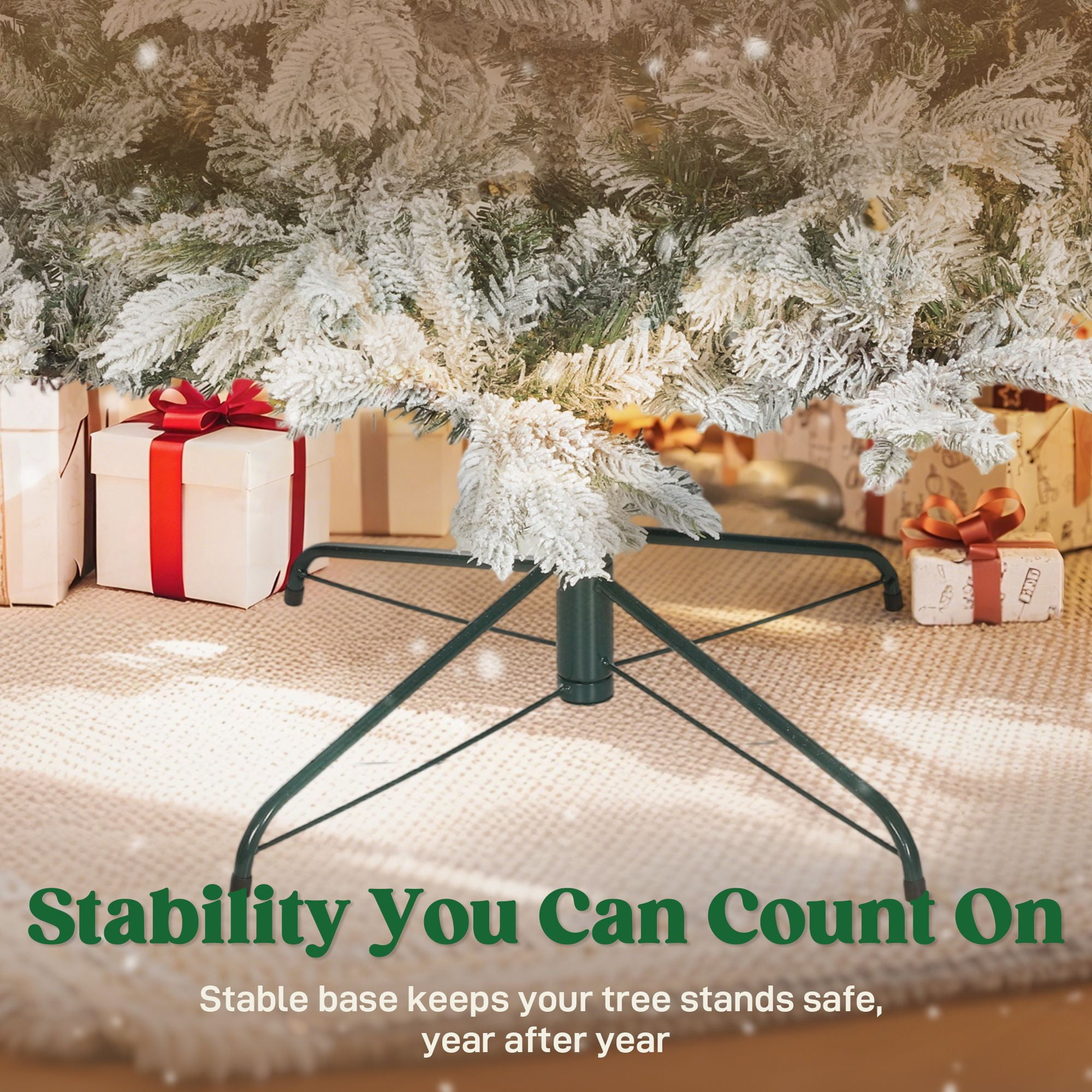 7.5 ft Artificial Frosted Christmas Tree with Realistic Branches, Full Spruce, Hinged Xmas Tree, Easy Assembly