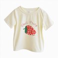 thumbnail image 4 of kpoplk Girls Short Sleeve T-Shirts Cute Graphic Tees Tops Summer Basic Tshirts Teen Kids Loose Fit(Beige,6-7 Y), 4 of 5