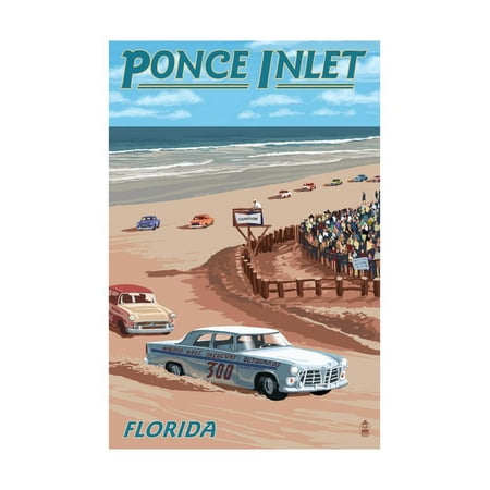 Dayton Beach Race Scene, Ponce Inlet, FL Print Wall Art By Lantern