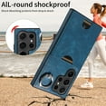 thumbnail image 2 of Dteck for Samsung S24 Ultra Case, Shockproof PU Leather Back Walet Card Slots with Finger Ring Holder Kickstand Basic Phone Case for Galaxy S24 Ultra,Blue, 2 of 9