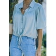 thumbnail image 3 of ABPHQTO Camisa de mujer con botones fruncidos y manga farol con cordón verde, 3 of 5