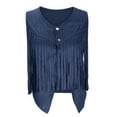thumbnail image 5 of YUGYXL Womens Vintage Western Fringe Vest Tops Classic Cowboy Solid Mini Shirt Sleeveless Tassels Short Cardigan Jackets Navy XL, 5 of 7