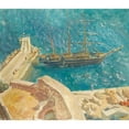 thumbnail image 2 of Alexander Evgenievich Yakovlev 14x12 Gold Ornate Wood Frame and Double Matted Museum Art Print Titled - View of the Port in Calvi (1930), 2 of 4