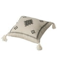 thumbnail image 4 of 16" Throw Pillow Cover with Southwest Tribal Pattern and Corner Tassels, Black & White, 4 of 7