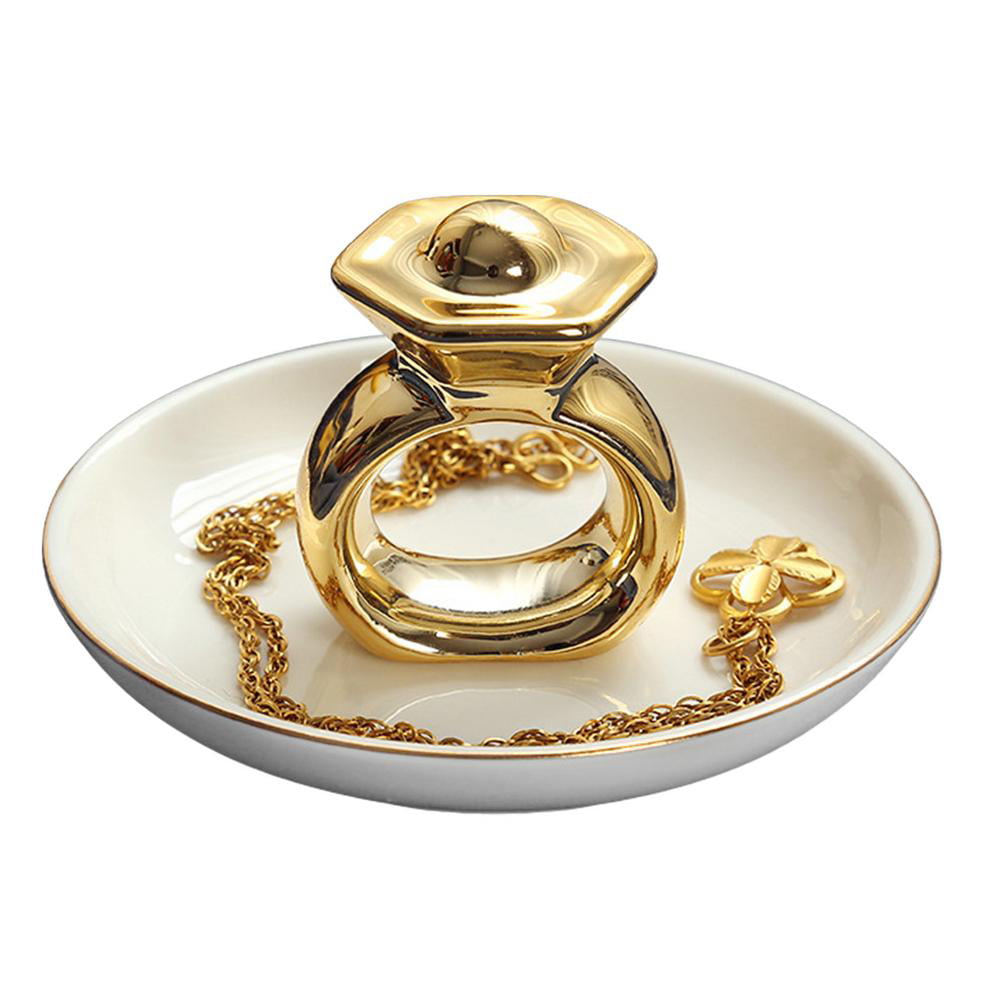 Crown Shape Ring Holder Jewelry Trinkets Tray Dish for Earring Bracelet Keys 
