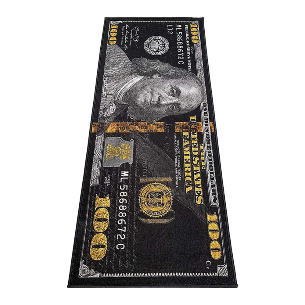 Black Gold Rugs 100 Dollar Bill Area Runner Money Rugs Nonslip Rubber