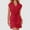 Red, variant on Trendy Women's Skirt Suit Set for Sports and Casual Outings Stylish Neck Short Sleeve Top with Lace Details for Spring and Summer Activities