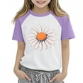 thumbnail image 2 of Zpanxa T-Shirts pour Tout-Petites Fille Été Imprimé Col Rond Manches Courtes Blouse d'École T-Shirt Imprimé avec Polyester Spandex 11 Ans, 2 of 4