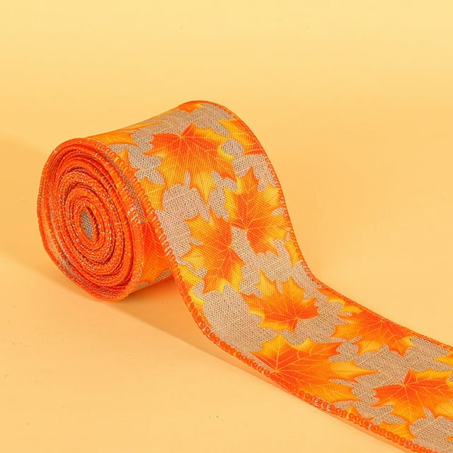 Hbdhejl Fall Autumn Wired Edge Ribbon Thanksgiving Wired Ribbon Pumpkin Maple Leaf Truck Wired Ribbon Wrapping Crafts Ribbon For Autumn Decorations