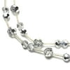 18" Strung Glass Faceted Round Beads, Clear/Silver